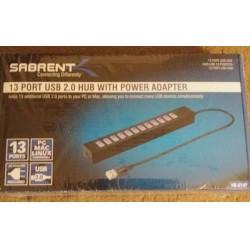 Sabrent 13 Port USB 2.0 Hub with Power Adapter